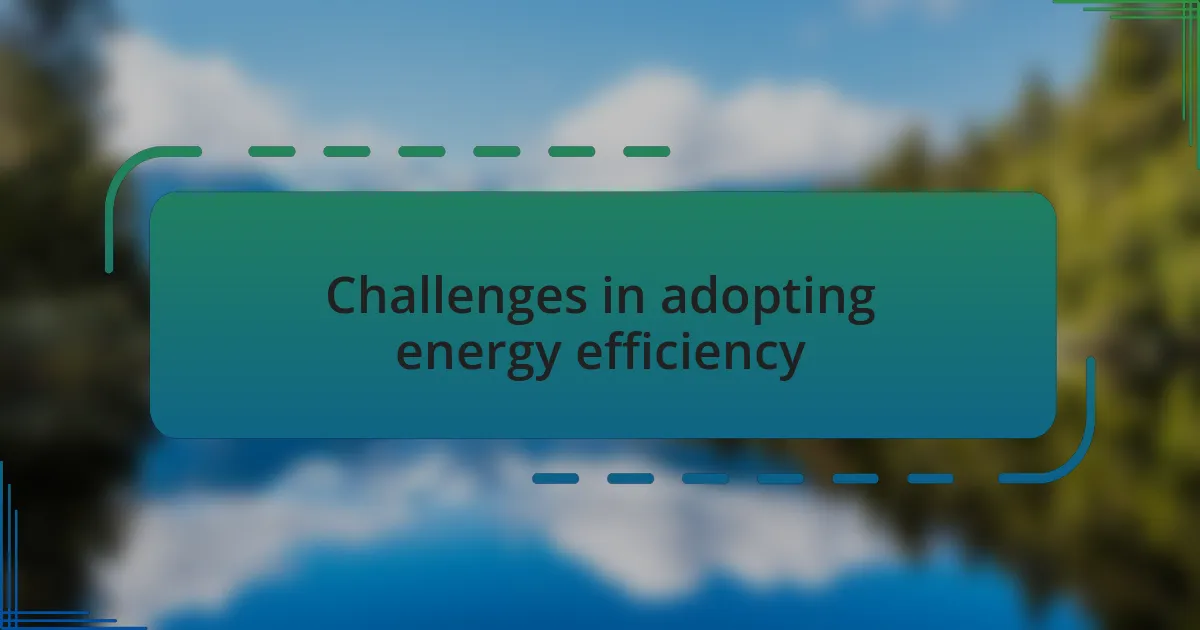 Challenges in adopting energy efficiency