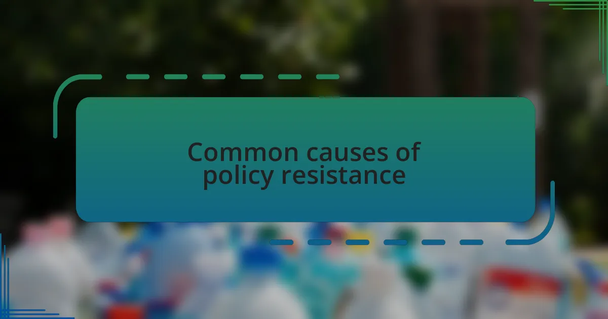 Common causes of policy resistance