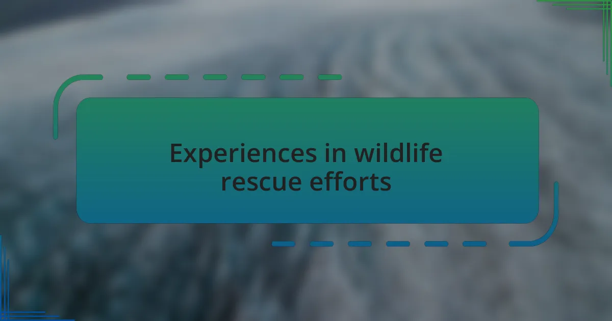 Experiences in wildlife rescue efforts