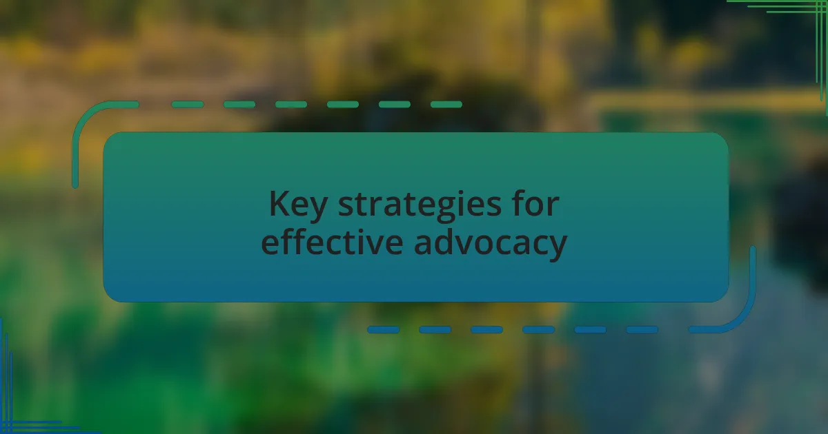 Key strategies for effective advocacy