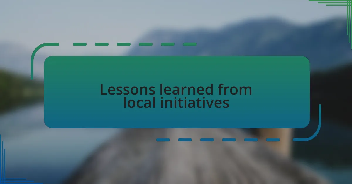 Lessons learned from local initiatives