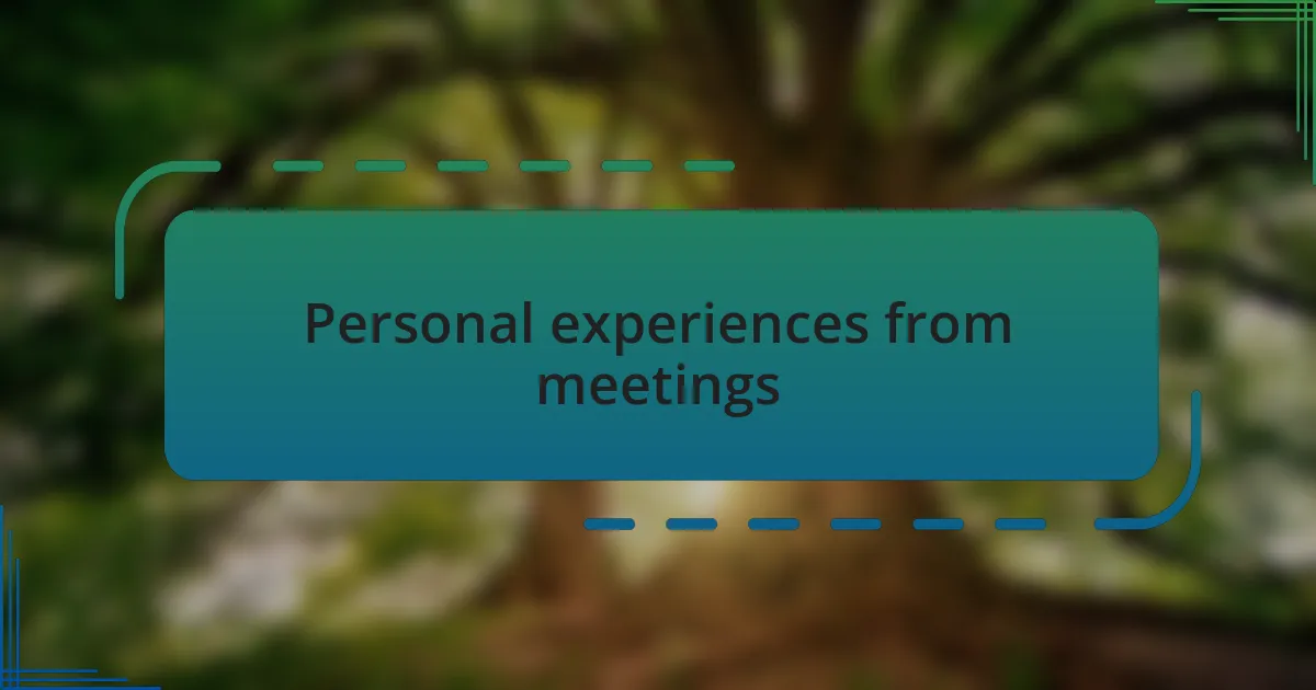 Personal experiences from meetings