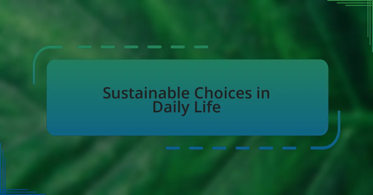 Sustainable Choices in Daily Life