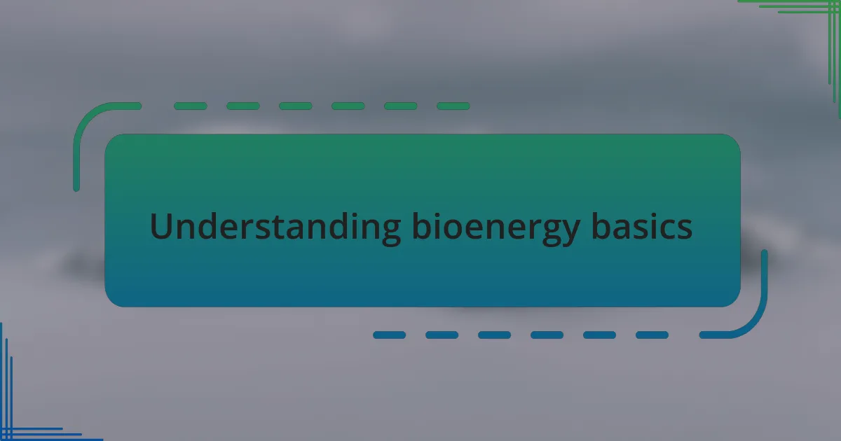 Understanding bioenergy basics