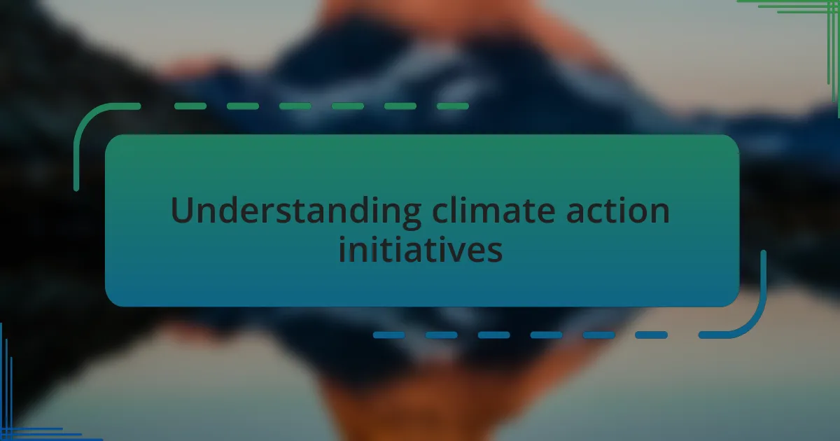 Understanding climate action initiatives
