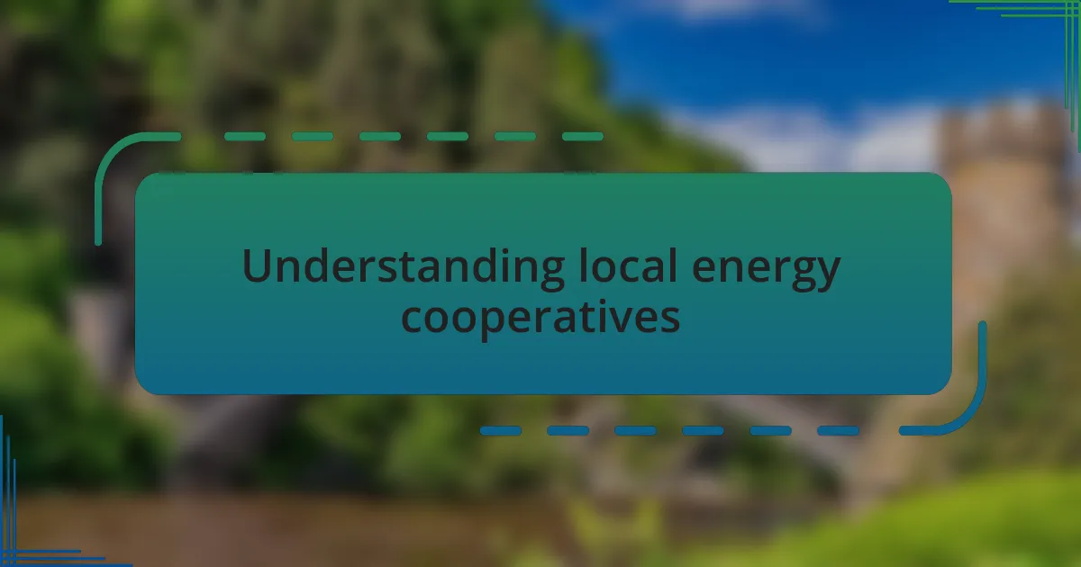Understanding local energy cooperatives